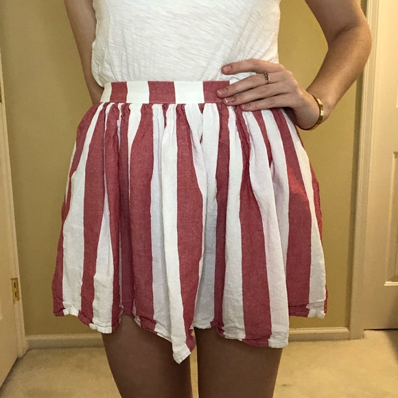 American Apparel Pink White Striped Circle Skirt - Picture 4 of 6